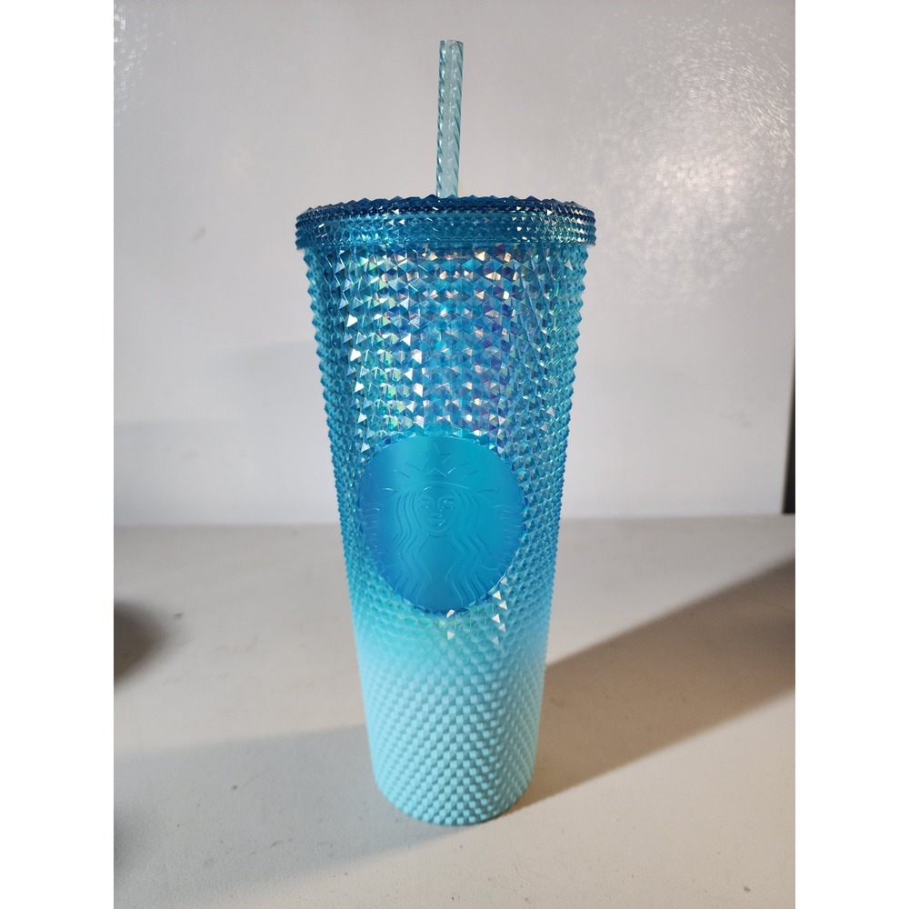 Starbucks Glacier Blue Ombre Gradient Studded Tumbler Cold Cup 24 oz